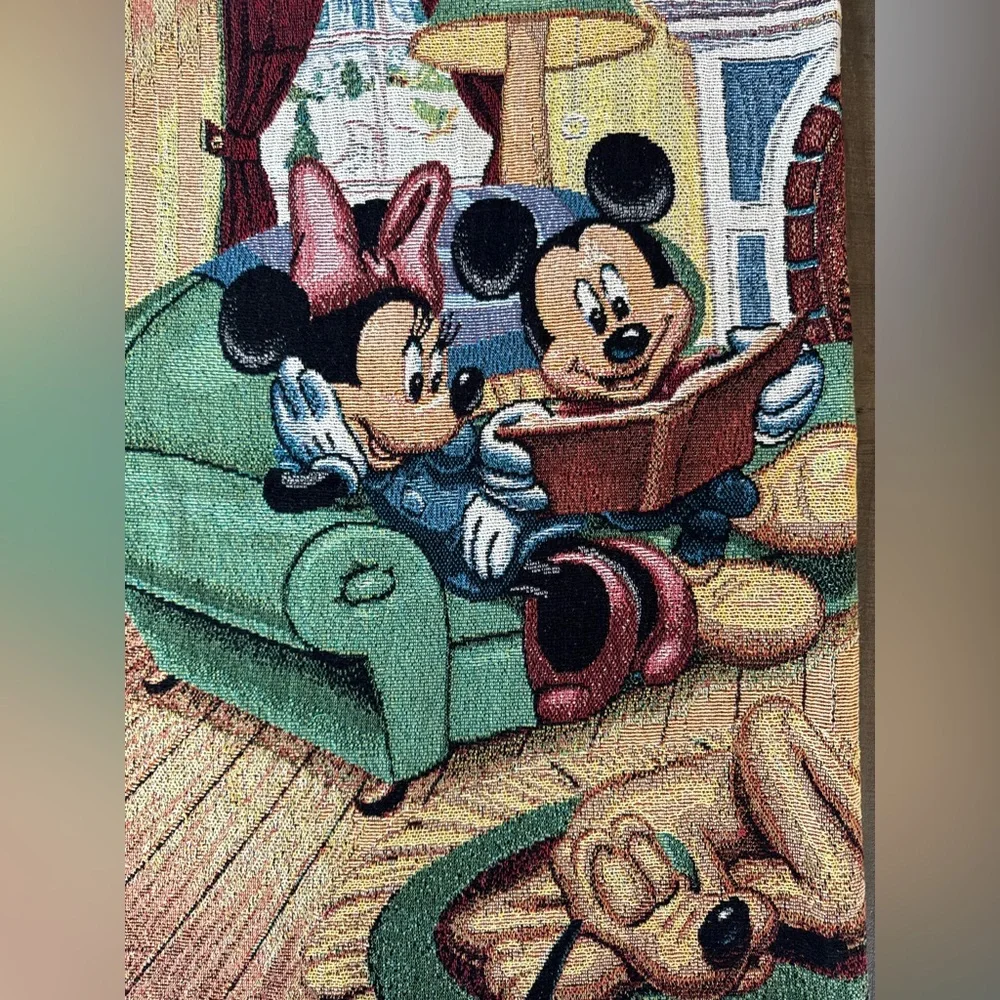 Disneyland Parks Mickey Mouse and Friends Woven Vintage Tapestry Throw Blanket